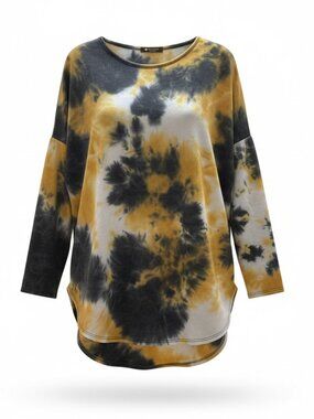 Blue Tie Dye Hem Tunic Top